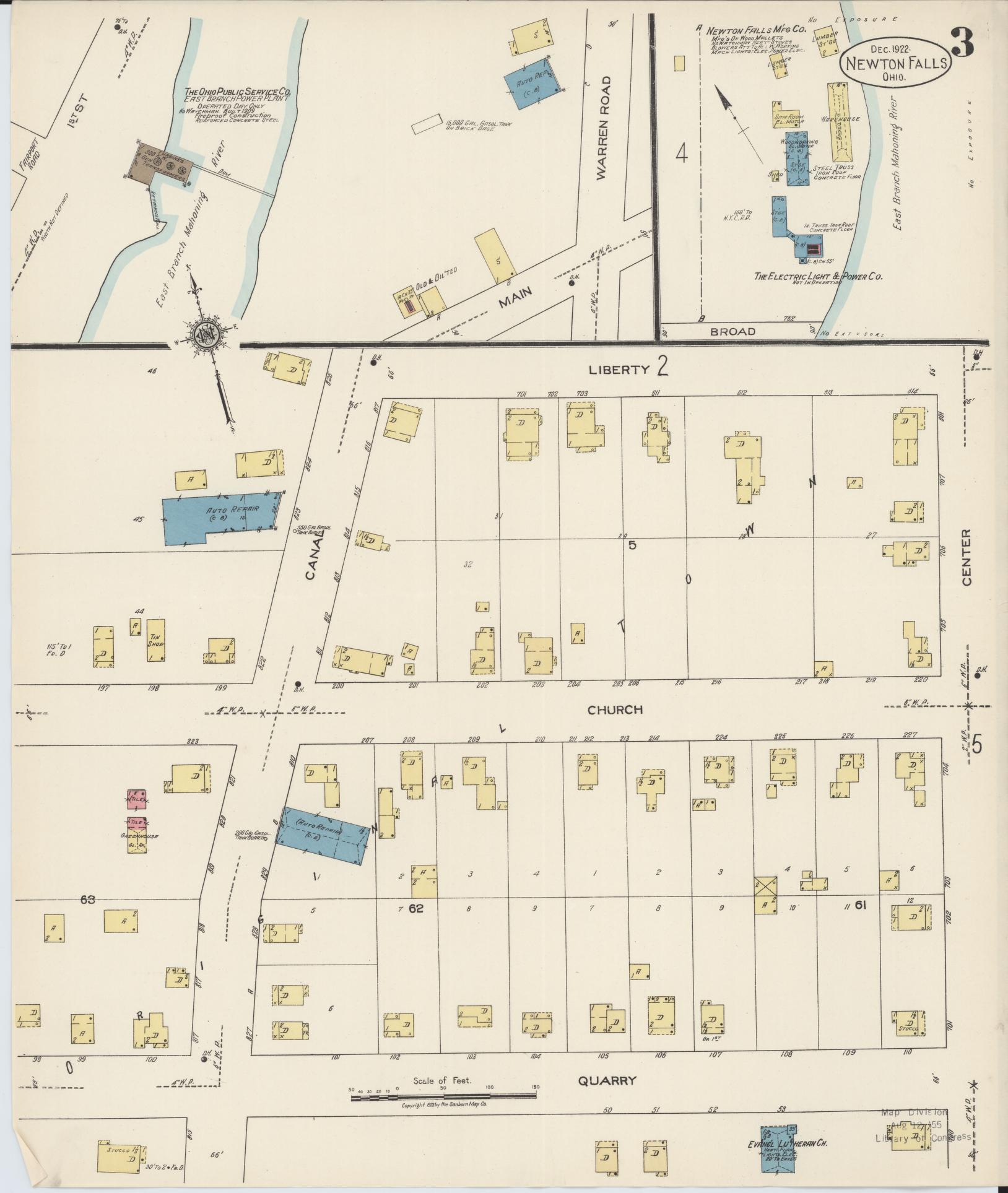 Sanborn Fire Insurance Map from Newton Falls, Trumbull County, Ohio (1922), Sheet #0003 - Complete Map Set gallery image, historic Sanborn map, vintage wall art, Ohio Ohio