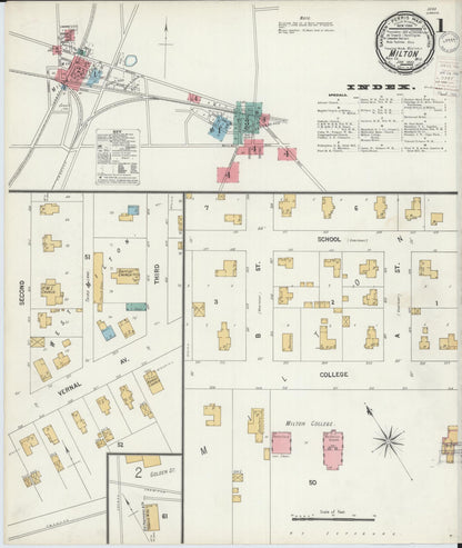 Sanborn Fire Insurance Map from Milton, Rock County, Wisconsin (1900), Sheet #0001 - Complete Map Set gallery image, historic Sanborn map, vintage wall art, Wisconsin Wisconsin
