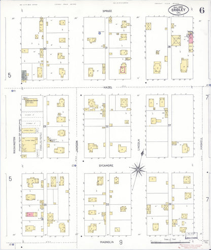 Sanborn Fire Insurance Map from Gridley, Butte County, California (1909), Sheet #0006 - Historic Sanborn Fire Insurance Map Print, vintage old map wall art, antique decor, genealogy gift, California California map