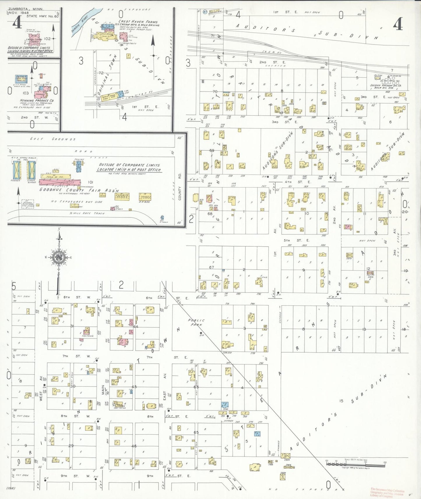 Sanborn Fire Insurance Map from Zumbrota, Goodhue County, Minnesota (1948), Sheet #0004 - Complete Map Set gallery image, historic Sanborn map, vintage wall art, Minnesota Minnesota