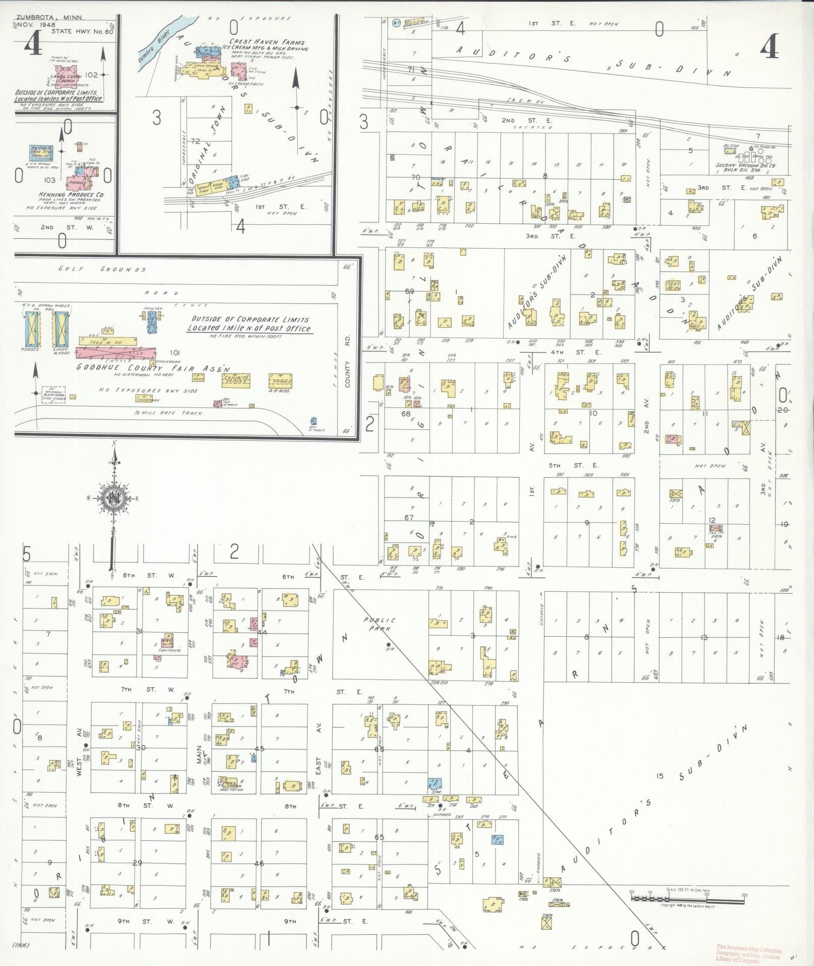 Sanborn Fire Insurance Map from Zumbrota, Goodhue County, Minnesota (1948), Sheet #0004 - Complete Map Set gallery image, historic Sanborn map, vintage wall art, Minnesota Minnesota