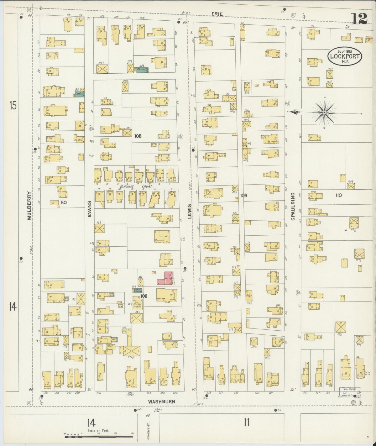 Sanborn Fire Insurance Map from Lockport, Niagara County, New York (1903), Sheet #0012 - Complete Map Set gallery image, historic Sanborn map, vintage wall art, New York New York