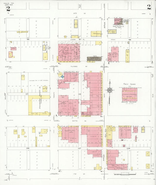 Sanborn Fire Insurance Map from Ralls, Crosby County, Texas (1934), Sheet #0002 - Historic Sanborn Fire Insurance Map Print, vintage old map wall art, antique decor, genealogy gift, Texas Texas map