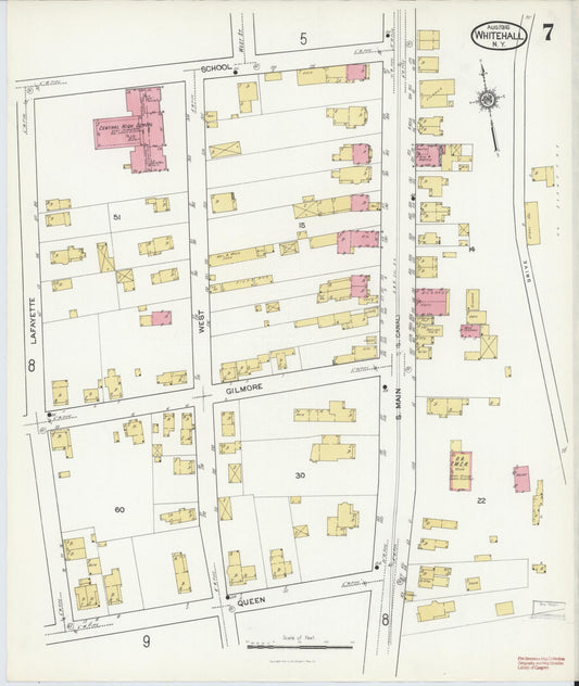 Sanborn Fire Insurance Map from Whitehall, Washington County, New York (1916), Sheet #0007 - Historic Sanborn Fire Insurance Map Print, vintage old map wall art, antique decor, genealogy gift, New York New York map