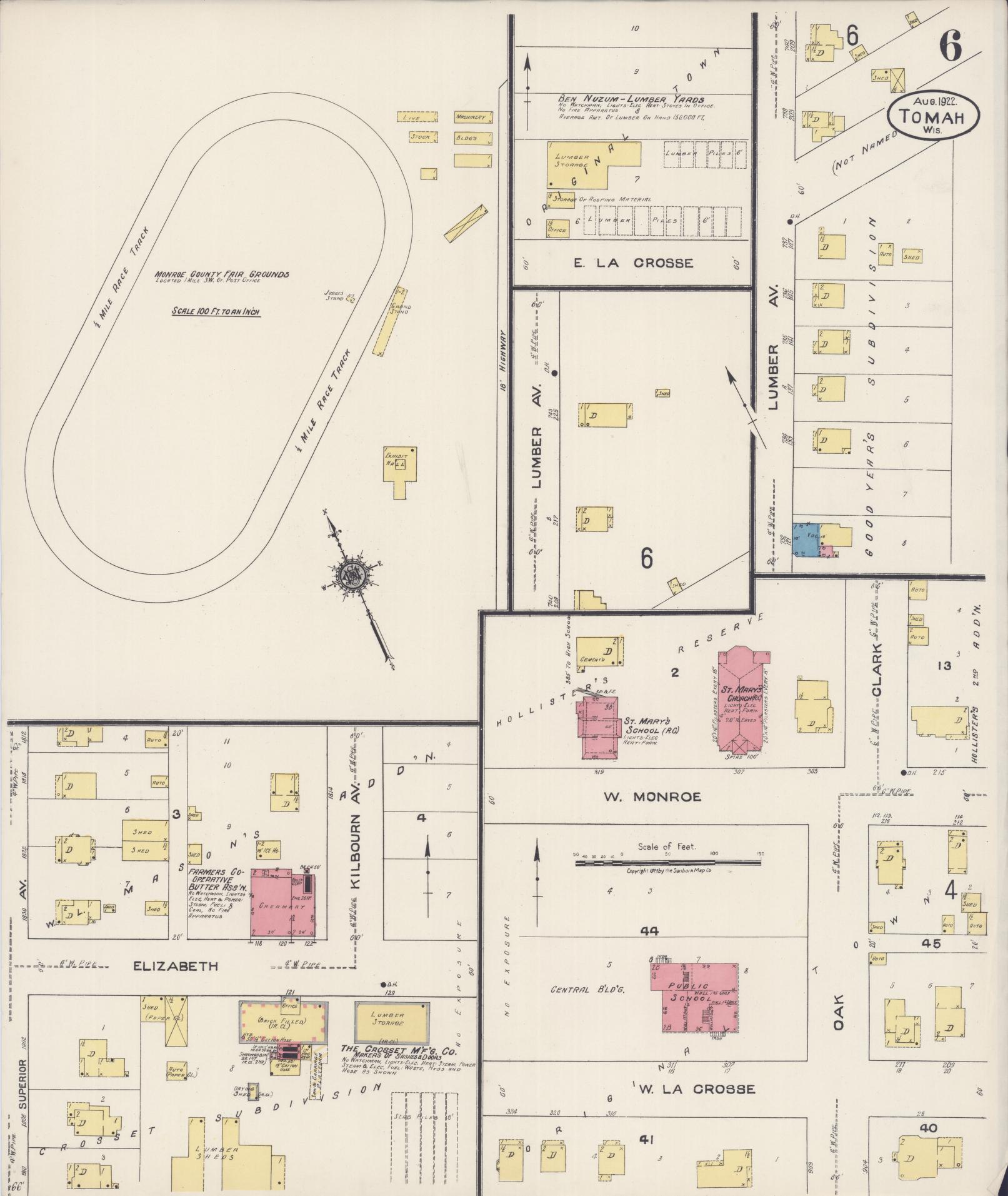 Sanborn Fire Insurance Map from Tomah, Monroe County, Wisconsin (1922), Sheet #0006 - Complete Map Set gallery image, historic Sanborn map, vintage wall art, Wisconsin Wisconsin