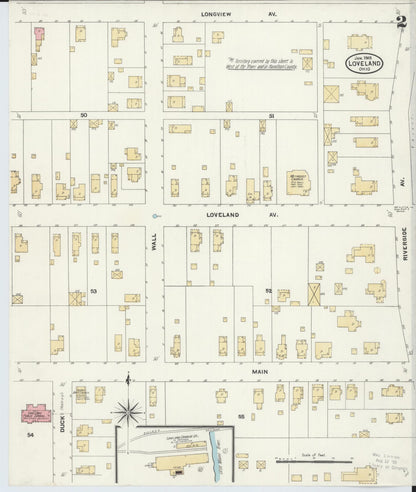 Sanborn Fire Insurance Map from Loveland, Clermont, Hamilton, And Warren County, Ohio (1905), Sheet #0002 - Historic Sanborn Fire Insurance Map Print, vintage old map wall art, antique decor, genealogy gift, Ohio Ohio map