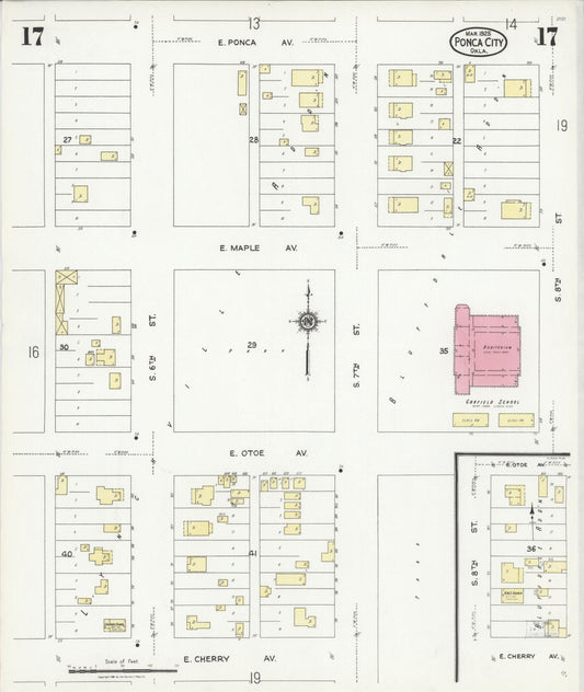 Sanborn Fire Insurance Map from Ponca City, Kay County, Oklahoma (1925), Sheet #0017 - Historic Sanborn Fire Insurance Map Print, vintage old map wall art, antique decor, genealogy gift, Oklahoma Oklahoma map