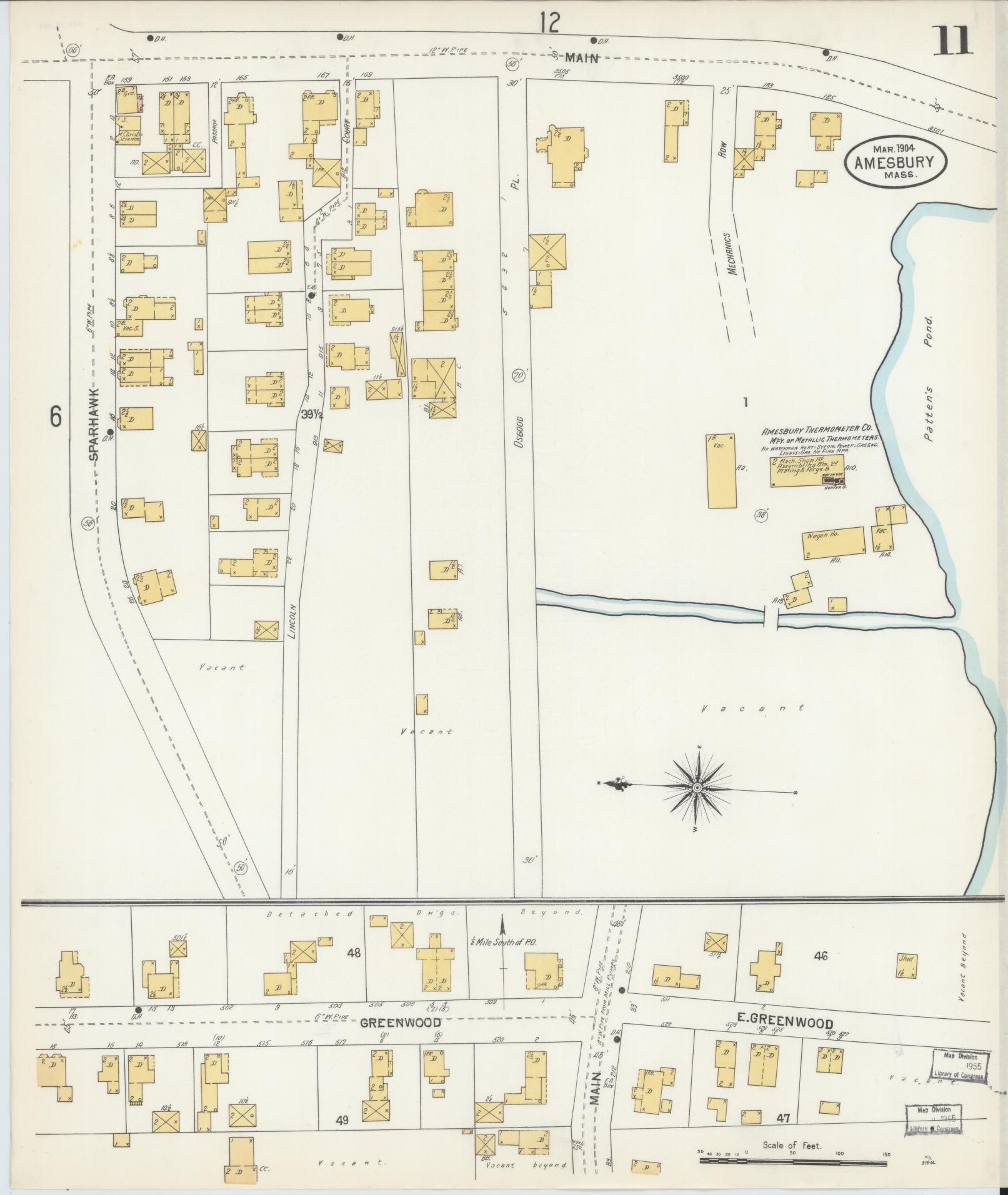Sanborn Fire Insurance Map from Amesbury, Essex County, Massachusetts (1904), Sheet #0011 - Complete Map Set gallery image, historic Sanborn map, vintage wall art, Massachusetts Massachusetts