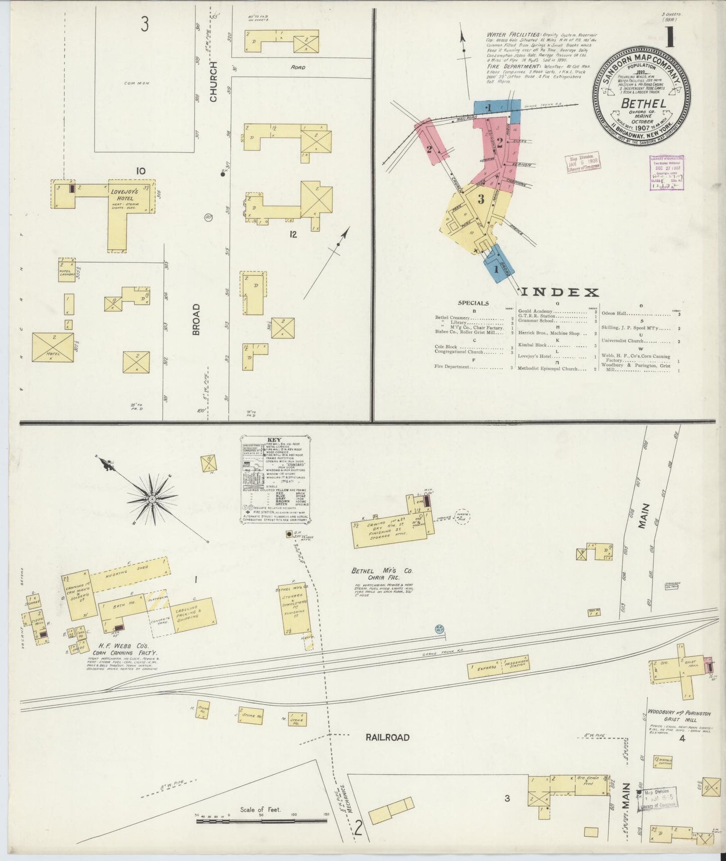 Sanborn Fire Insurance Map from Bethel, Oxford County, Maine. (1907) – Historic Sanborn Fire Insurance Map Print