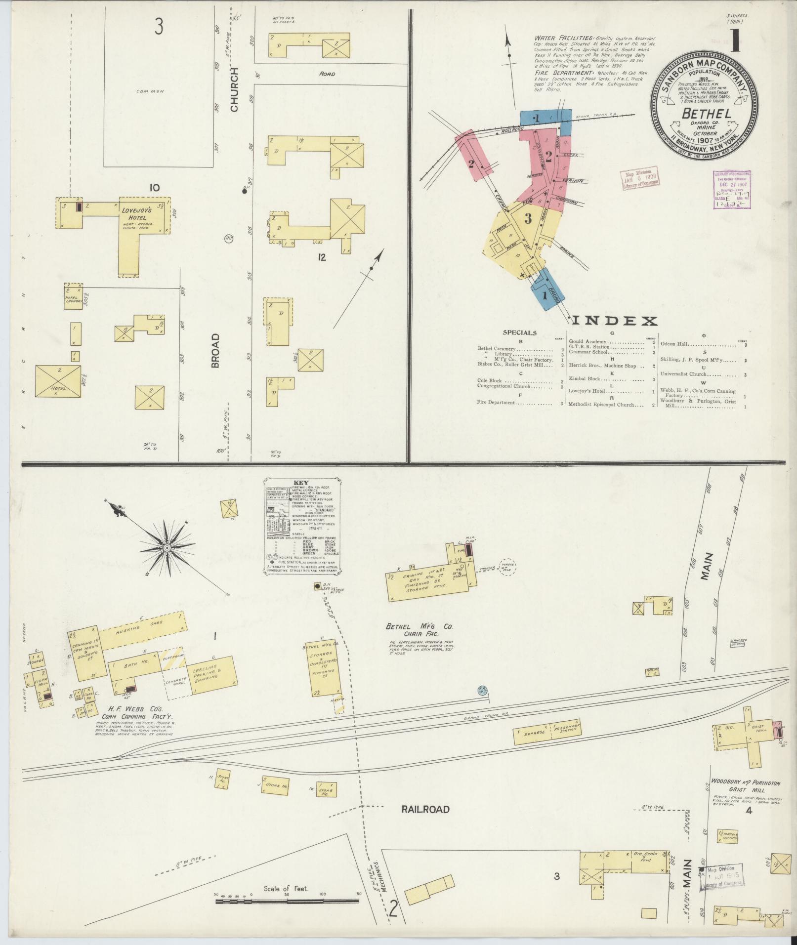 Sanborn Fire Insurance Map from Bethel, Oxford County, Maine. (1907) – Historic Sanborn Fire Insurance Map Print