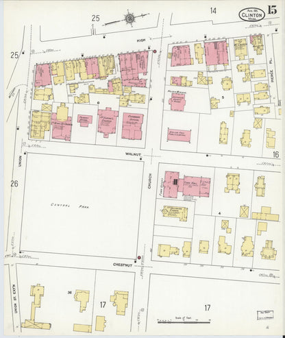 Sanborn Fire Insurance Map from Clinton, Worcester County, Massachusetts (1911), Sheet #0015 - Historic Sanborn Fire Insurance Map Print, vintage old map wall art, antique decor, genealogy gift, Massachusetts Massachusetts map