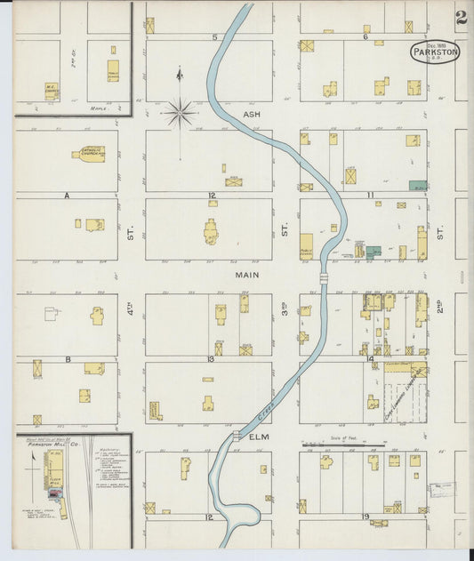 Sanborn Fire Insurance Map from Parkston, Hutchinson County, South Dakota (1893), Sheet #0002 - Historic Sanborn Fire Insurance Map Print, vintage old map wall art, antique decor, genealogy gift, South Dakota South Dakota map