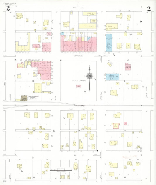 Sanborn Fire Insurance Map from Prairie City, Jasper County, Iowa (1940), Sheet #0002 - Historic Sanborn Fire Insurance Map Print, vintage old map wall art