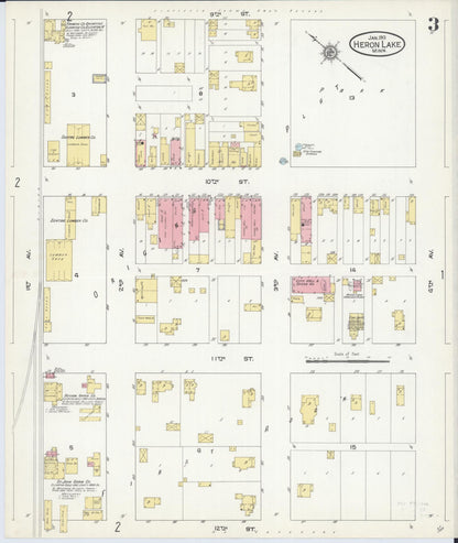 Sanborn Fire Insurance Map from Heron Lake, Jackson County, Minnesota (1913), Sheet #0003 - Complete Map Set gallery image, historic Sanborn map, vintage wall art, Minnesota Minnesota