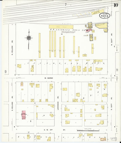 Sanborn Fire Insurance Map from Ames, Story County, Iowa (1911), Sheet #0010 - Historic Sanborn Fire Insurance Map Print, vintage old map wall art