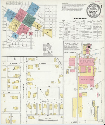 Sanborn Fire Insurance Map from Dunkirk, Jay And Blackford Counties, Indiana (1909), Sheet #0001 - Complete Map Set gallery image, historic Sanborn map, vintage wall art, Indiana Indiana