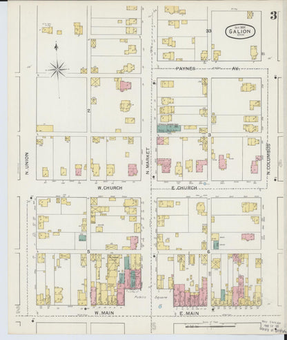 Sanborn Fire Insurance Map from Galion, Crawford County, Ohio (1892), Sheet #0003 - Historic Sanborn Fire Insurance Map Print, vintage old map wall art, antique decor, genealogy gift, Ohio Ohio map