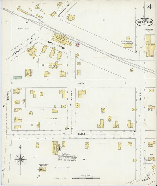 Sanborn Fire Insurance Map from Forestville, Chautauqua County, New York (1898), Sheet #0004 - Historic Sanborn Fire Insurance Map Print, vintage old map wall art, antique decor, genealogy gift, New York New York map