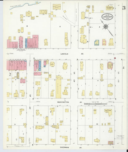 Sanborn Fire Insurance Map from Lakeview, Montcalm County, Michigan (1911), Sheet #0003 - Complete Map Set gallery image, historic Sanborn map, vintage wall art, Michigan Michigan
