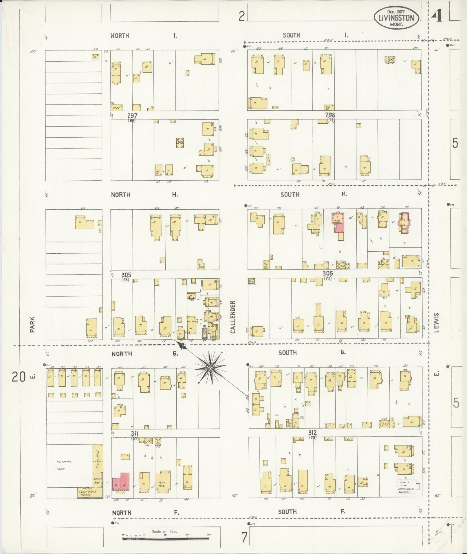 Sanborn Fire Insurance Map from Livingston, Park County, Montana (1907), Sheet #0004 - Complete Map Set gallery image, historic Sanborn map, vintage wall art, Montana Montana