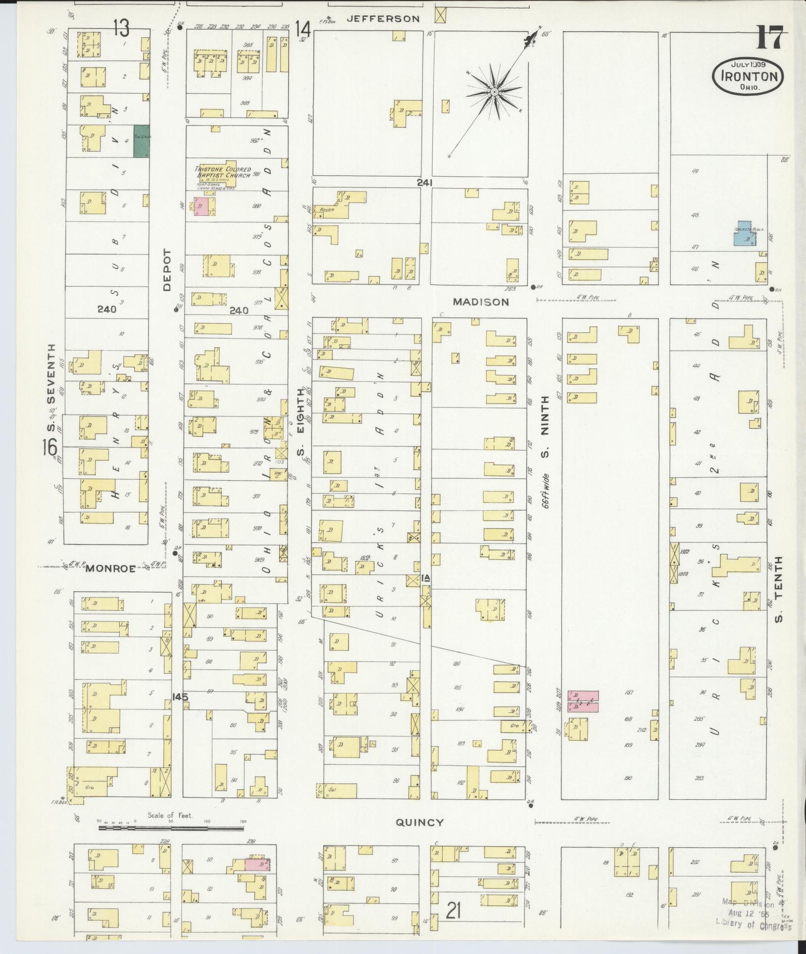 Sanborn Fire Insurance Map from Ironton, Lawrence County, Ohio (1909), Sheet #0017 - Complete Map Set gallery image, historic Sanborn map, vintage wall art, Ohio Ohio