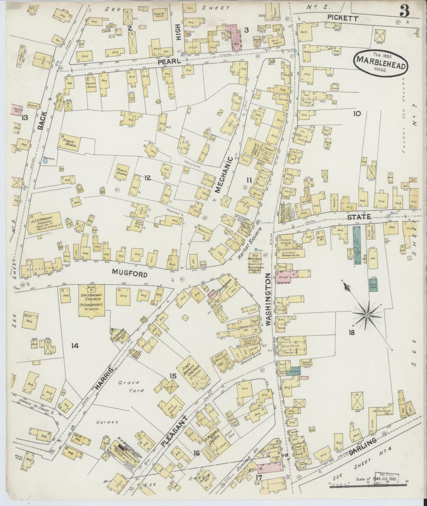 Sanborn Fire Insurance Map from Marblehead, Essex County, Massachusetts (1890), Sheet #0003 - Complete Map Set gallery image, historic Sanborn map, vintage wall art, Massachusetts Massachusetts