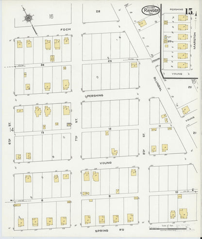 Sanborn Fire Insurance Map from Ranger, Eastland County, Texas (1920), Sheet #0015 - Complete Map Set gallery image, historic Sanborn map, vintage wall art, Texas Texas