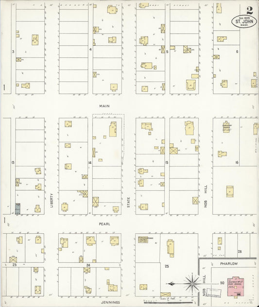 Sanborn Fire Insurance Map from Saint John, Whitman County, Washington (1909), Sheet #0002 - Historic Sanborn Fire Insurance Map Print, vintage old map wall art, antique decor, genealogy gift, Washington Washington map