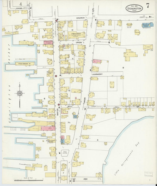 Sanborn Fire Insurance Map from Stonington, New London County, Connecticut (1912), Sheet #0007 - Historic Sanborn Fire Insurance Map Print, vintage old map wall art, antique decor, genealogy gift, Connecticut Connecticut map