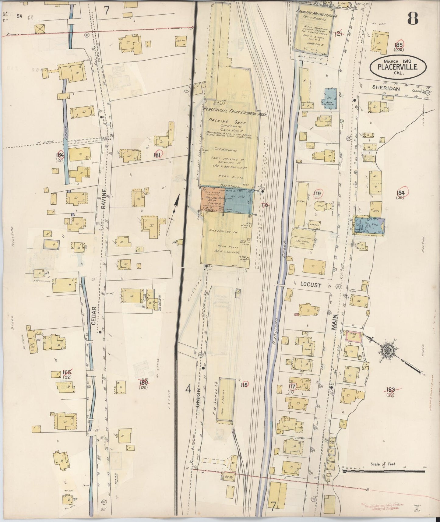 Sanborn Fire Insurance Map from Placerville, El Dorado County, California (1940), Sheet #0008 - Complete Map Set gallery image, historic Sanborn map, vintage wall art, California California