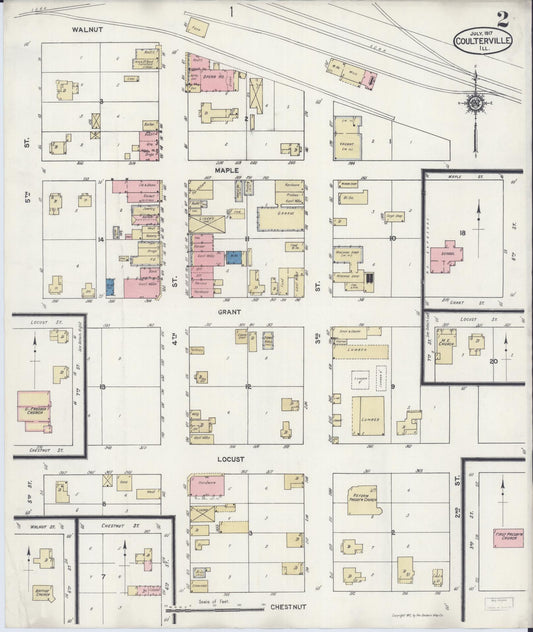 Sanborn Fire Insurance Map from Coulterville, Randolph County, Illinois (1917), Sheet #0002 - Historic Sanborn Fire Insurance Map Print, vintage old map wall art, antique decor, genealogy gift, Illinois Illinois map