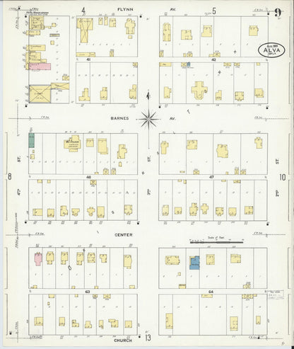 Sanborn Fire Insurance Map from Alva, Woods County, Oklahoma (1909), Sheet #0009 - Complete Map Set gallery image, historic Sanborn map, vintage wall art, Oklahoma Oklahoma