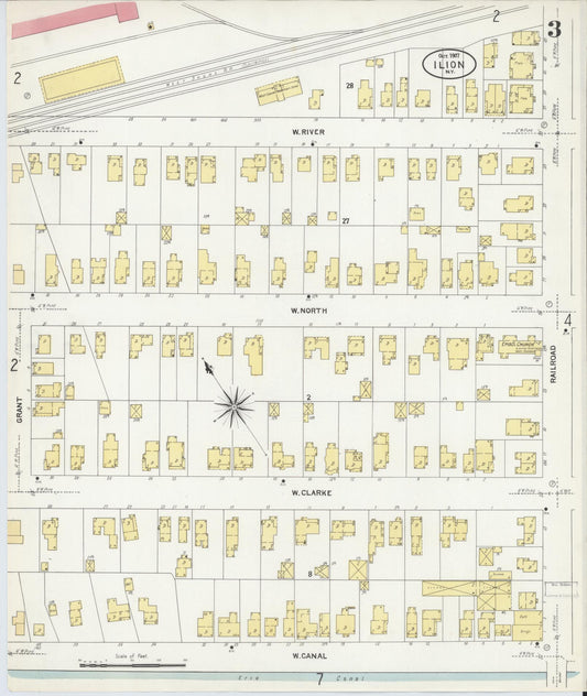 Sanborn Fire Insurance Map from Ilion, Herkimer County, New York (1907), Sheet #0003 - Historic Sanborn Fire Insurance Map Print, vintage old map wall art, antique decor, genealogy gift, New York New York map