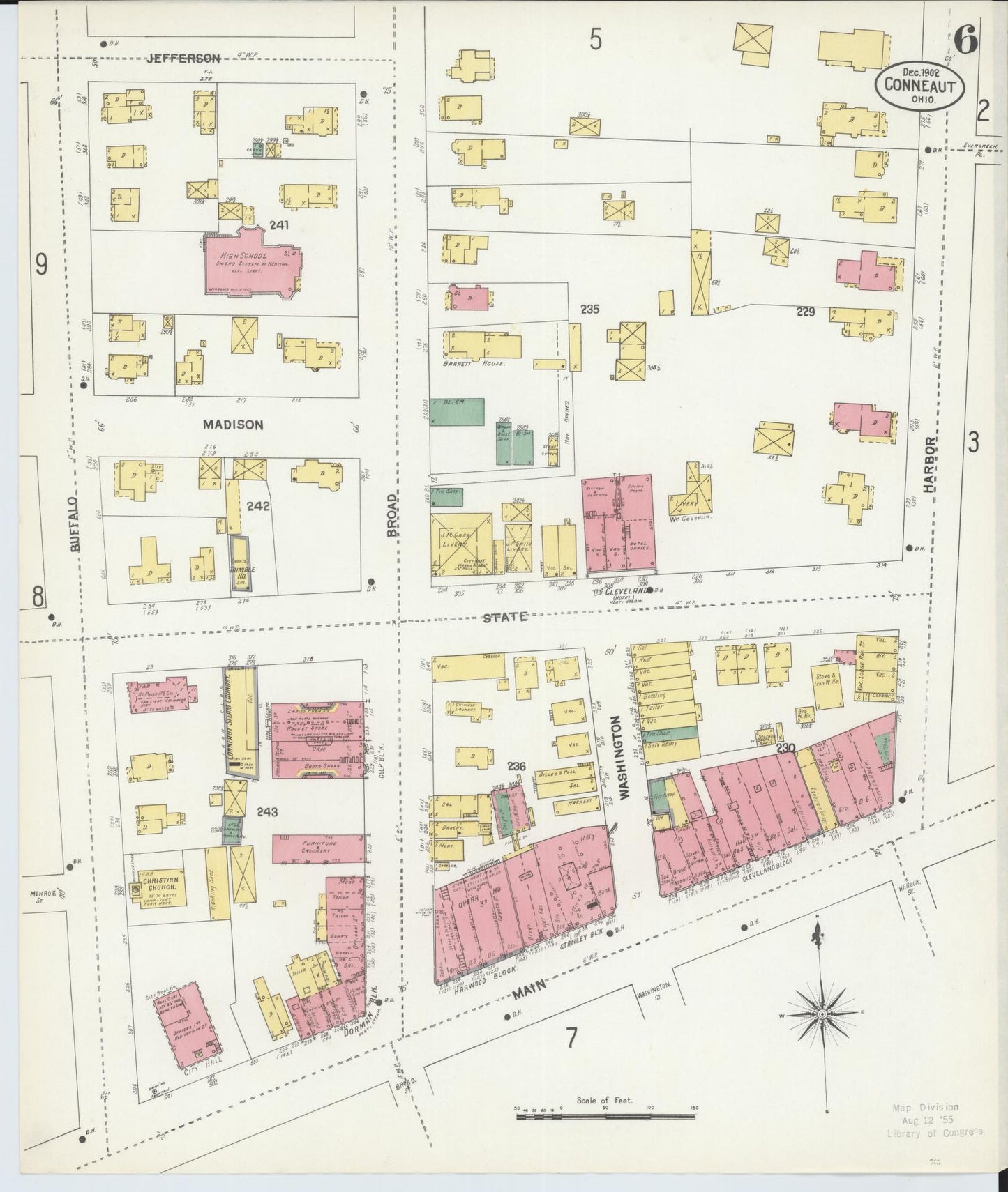 Sanborn Fire Insurance Map from Conneaut, Ashtabula County, Ohio (1902), Sheet #0006 - Historic Sanborn Fire Insurance Map Print, vintage old map wall art, antique decor, genealogy gift, Ohio Ohio map
