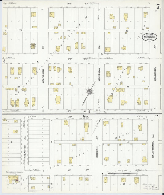 Sanborn Fire Insurance Map from Morris, Stevens County, Minnesota (1909), Sheet #0007 - Historic Sanborn Fire Insurance Map Print, vintage old map wall art, antique decor, genealogy gift, Minnesota Minnesota map