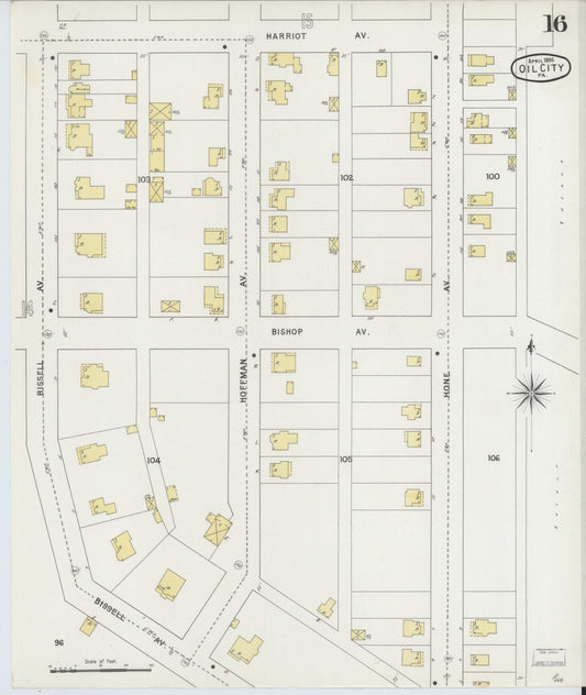 Sanborn Fire Insurance Map from Oil City, Venango County, Pennsylvania (1895), Sheet #0016 - Historic Sanborn Fire Insurance Map Print, vintage old map wall art, antique decor, genealogy gift, Pennsylvania Pennsylvania map