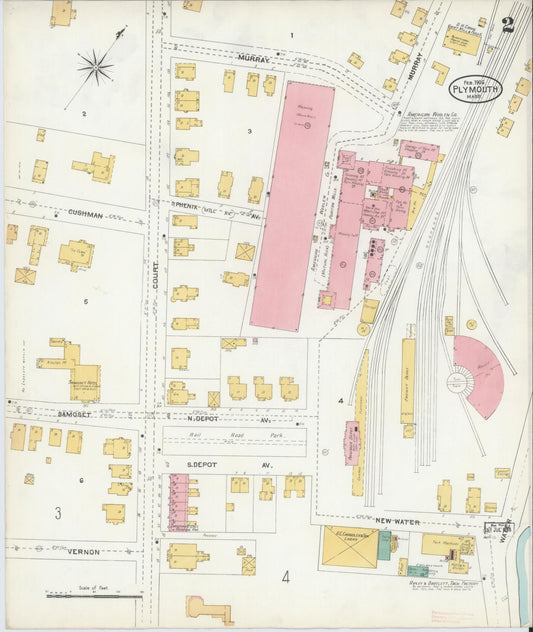 Sanborn Fire Insurance Map from Plymouth, Plymouth County, Massachusetts (1906), Sheet #0002 - Historic Sanborn Fire Insurance Map Print, vintage old map wall art, antique decor, genealogy gift, Massachusetts Massachusetts map