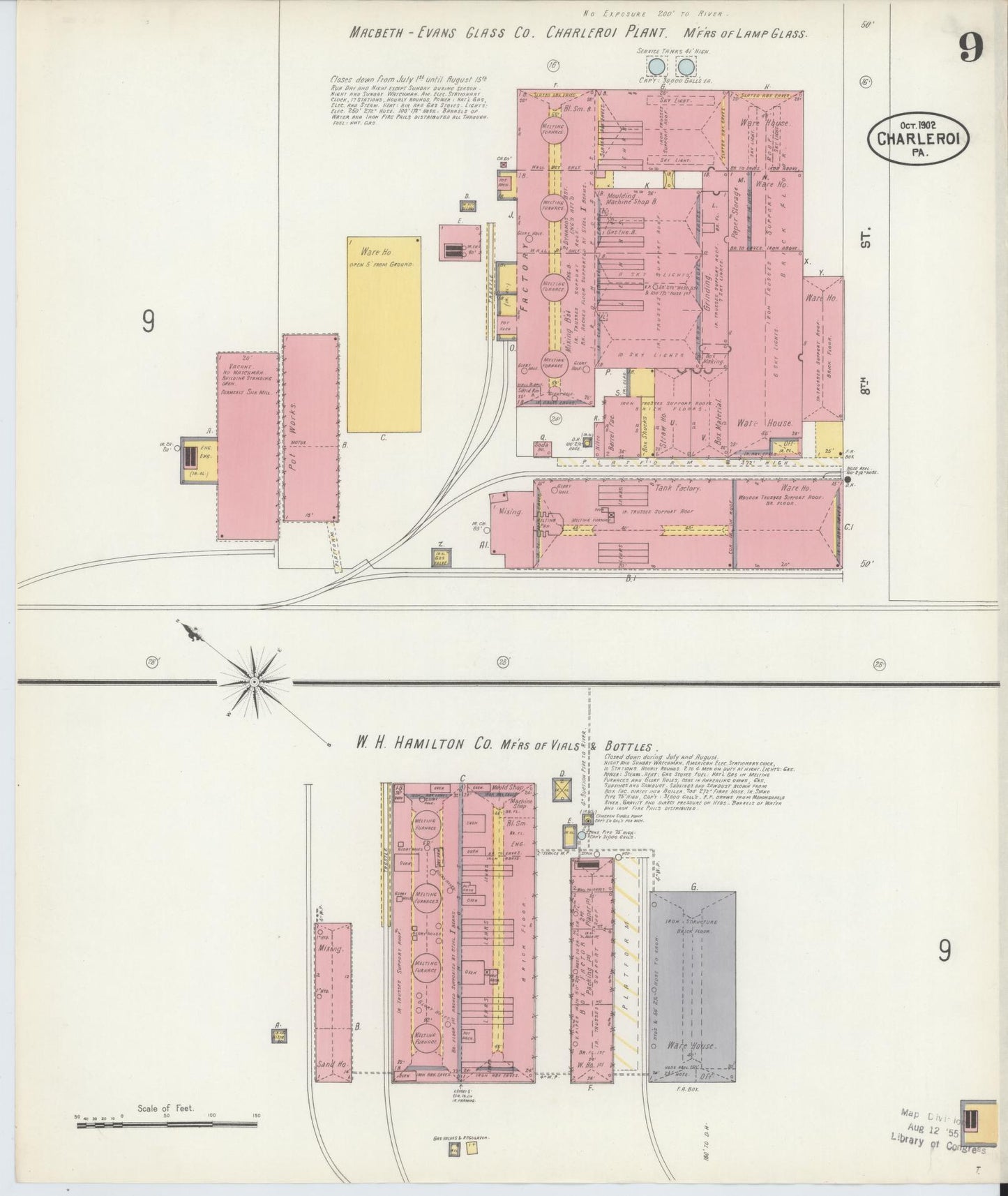 Sanborn Fire Insurance Map from Charleroi, Washington County, Pennsylvania (1902), Sheet #0009 - Historic Sanborn Fire Insurance Map Print, vintage old map wall art, antique decor, genealogy gift, Pennsylvania Pennsylvania map