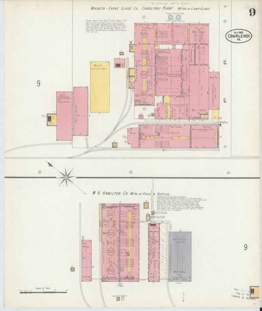 Sanborn Fire Insurance Map from Charleroi, Washington County, Pennsylvania (1902), Sheet #0009 - Historic Sanborn Fire Insurance Map Print, vintage old map wall art, antique decor, genealogy gift, Pennsylvania Pennsylvania map