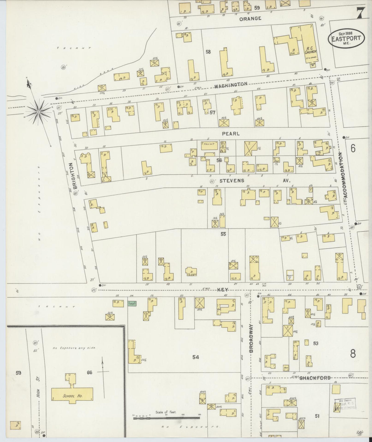 Sanborn Fire Insurance Map from Eastport, Washington County, Maine (1898), Sheet #0007 - Complete Map Set gallery image, historic Sanborn map, vintage wall art, Maine Maine