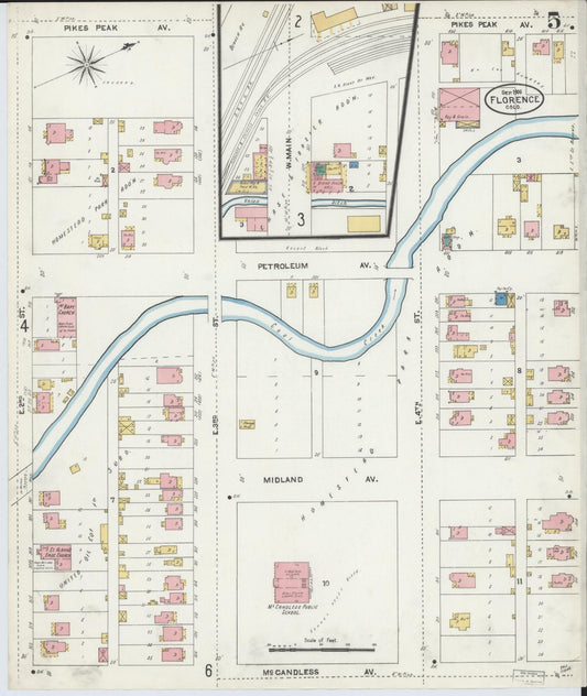 Sanborn Fire Insurance Map from Florence, Fremont County, Colorado (1906), Sheet #0005 - Historic Sanborn Fire Insurance Map Print, vintage old map wall art, antique decor, genealogy gift, Colorado Colorado map