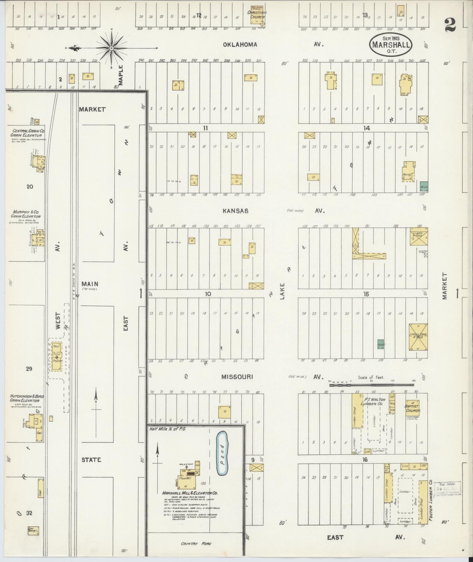 Sanborn Fire Insurance Map from Marshall, Logan County, Oklahoma (1903), Sheet #0002 - Complete Map Set gallery image, historic Sanborn map, vintage wall art, Oklahoma Oklahoma