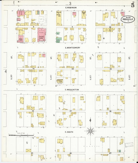 Sanborn Fire Insurance Map from Knoxville, Marion County, Iowa (1899), Sheet #0005 - Historic Sanborn Fire Insurance Map Print, vintage old map wall art