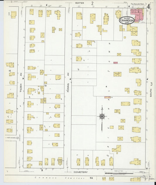 Sanborn Fire Insurance Map from Chardon, Geauga County, Ohio (1918), Sheet #0004 - Historic Sanborn Fire Insurance Map Print, vintage old map wall art, antique decor, genealogy gift, Ohio Ohio map