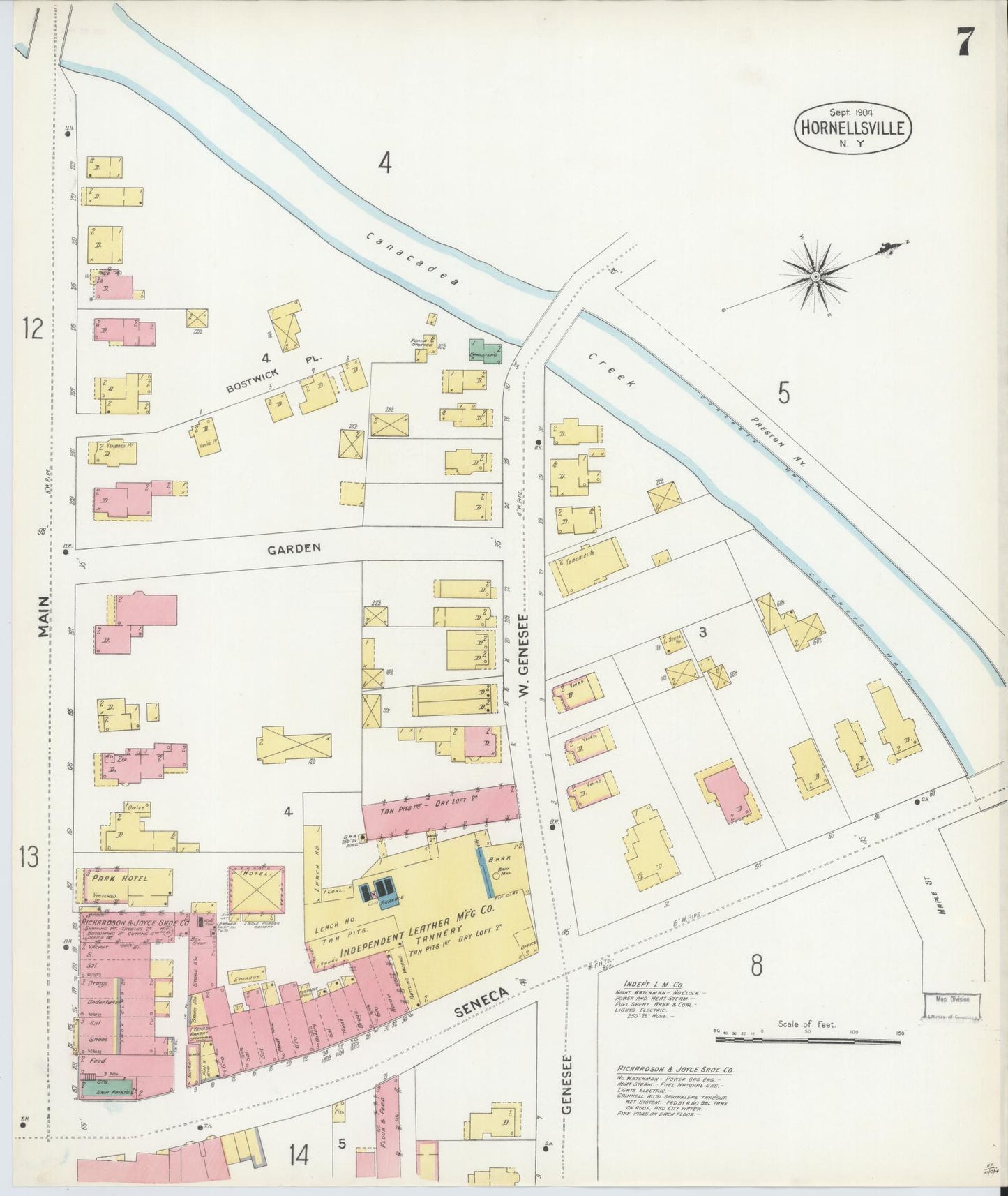 Sanborn Fire Insurance Map from Hornell, Steuben County, New York (1904), Sheet #0007 - Historic Sanborn Fire Insurance Map Print, vintage old map wall art, antique decor, genealogy gift, New York New York map