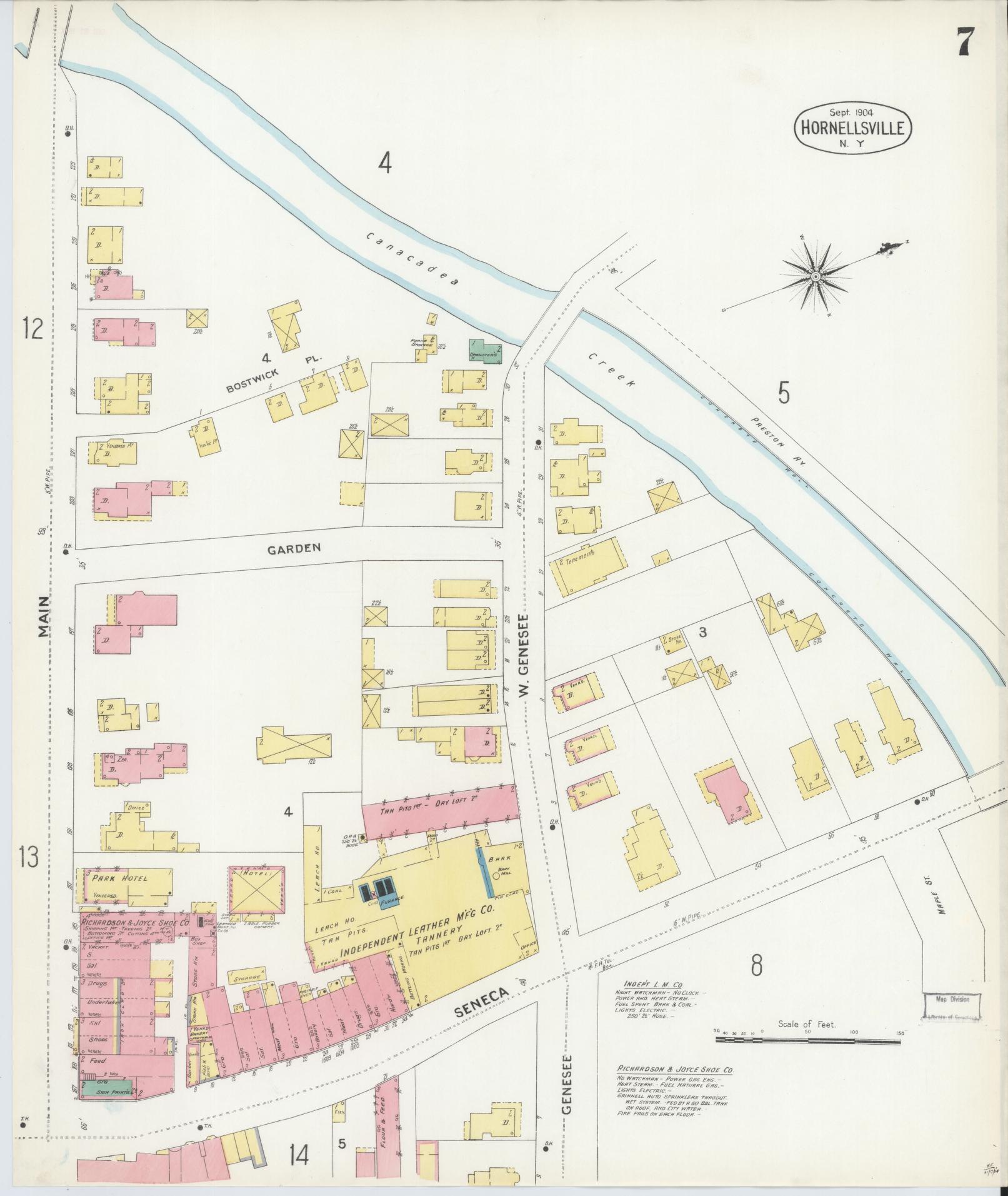 Sanborn Fire Insurance Map from Hornell, Steuben County, New York (1904), Sheet #0007 - Historic Sanborn Fire Insurance Map Print, vintage old map wall art, antique decor, genealogy gift, New York New York map