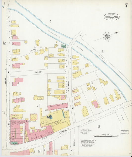 Sanborn Fire Insurance Map from Hornell, Steuben County, New York (1904), Sheet #0007 - Historic Sanborn Fire Insurance Map Print, vintage old map wall art, antique decor, genealogy gift, New York New York map