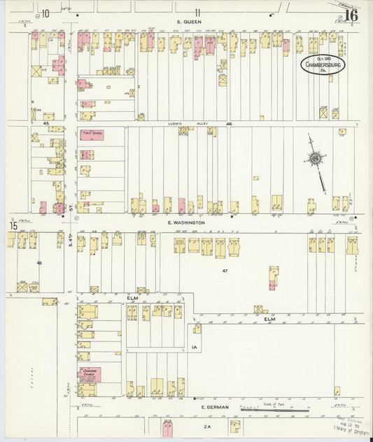 Sanborn Fire Insurance Map from Chambersburg, Franklin County, Pennsylvania (1910), Sheet #0016 - Historic Sanborn Fire Insurance Map Print, vintage old map wall art, antique decor, genealogy gift, Pennsylvania Pennsylvania map
