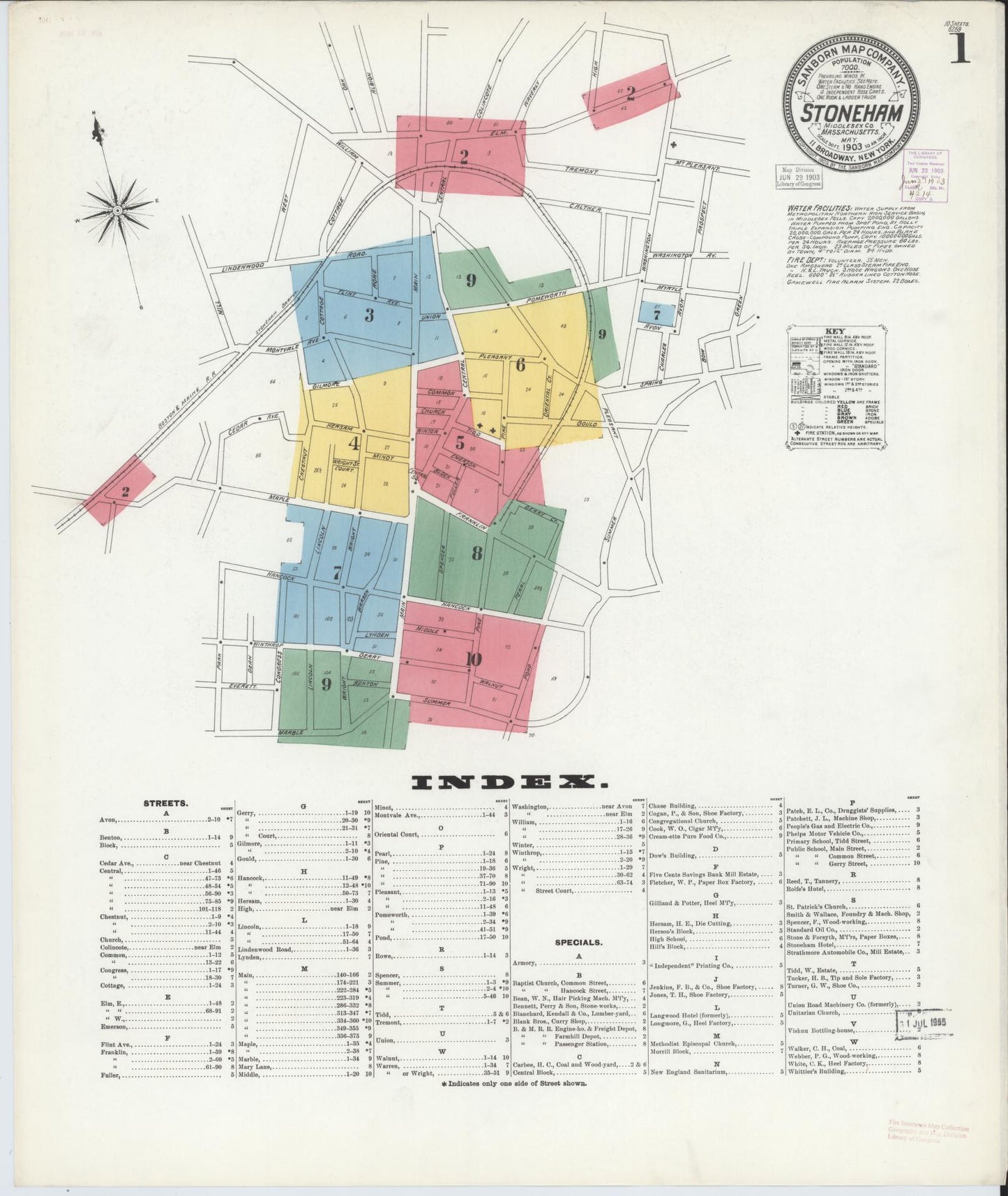 Sanborn Fire Insurance Map from Stoneham, Middlesex County, Massachusetts. (1903) – Historic Sanborn Fire Insurance Map Print