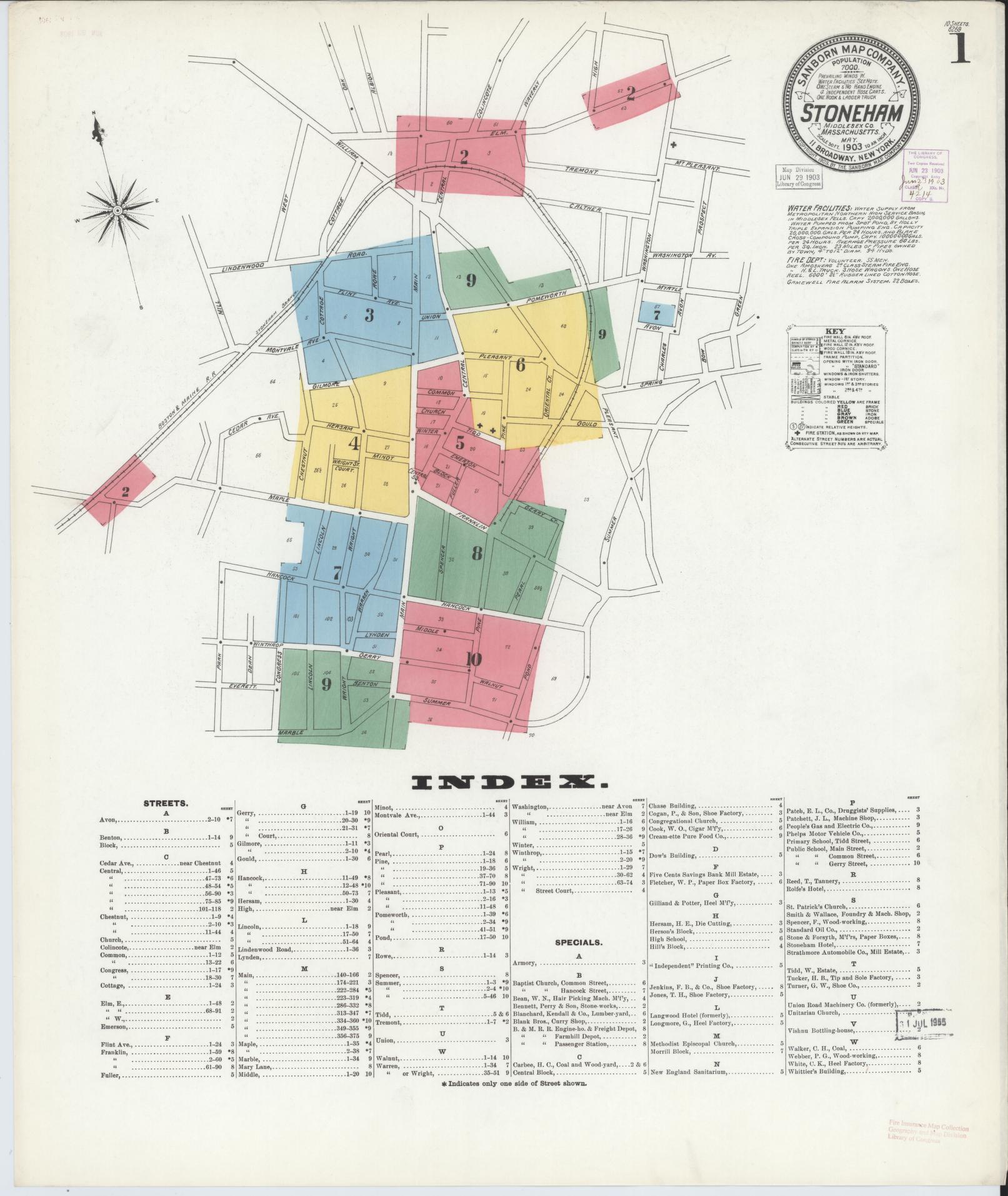Sanborn Fire Insurance Map from Stoneham, Middlesex County, Massachusetts. (1903) – Historic Sanborn Fire Insurance Map Print